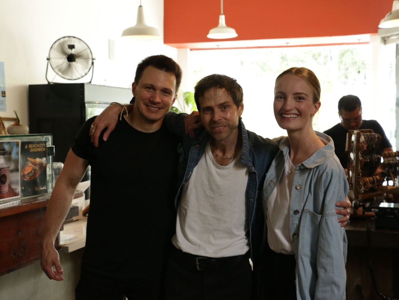 Cast and crew on the set of Still Here